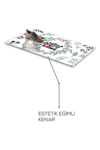 Decorita Welcome Home - Soft Flower Patterned Non-Slip Glass Mat, 50cm x 90cm