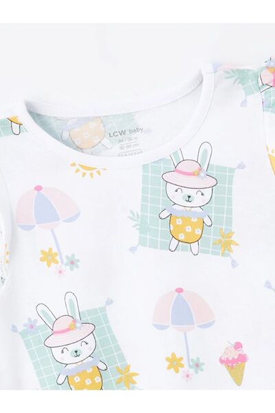 LC Waikiki LCW Baby - Crew Neck Printed Shorts Pajamas Set for Baby Girl