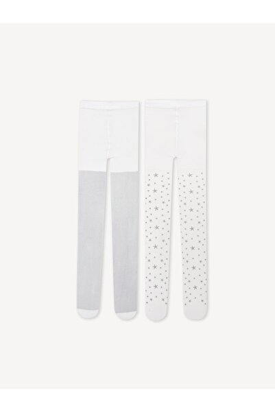 LC Waikiki Wzorzyste cienkie rajstopy dla dziewczynek - 2 sztuki w opakowaniu