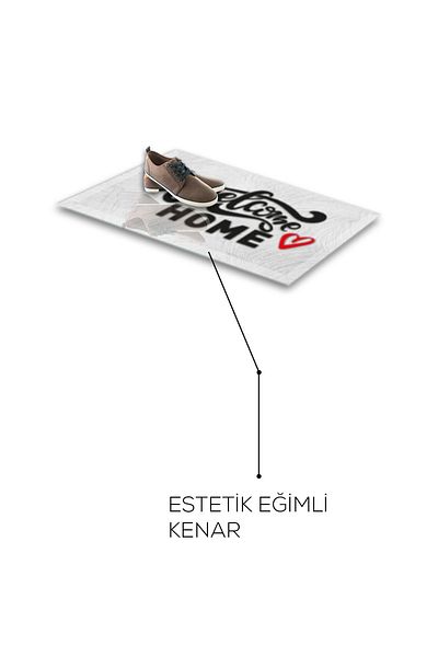 Decorita Λευκό με μοτίβο - Αντιολισθητικό γυάλινο χαλάκι, 45cm x 70cm