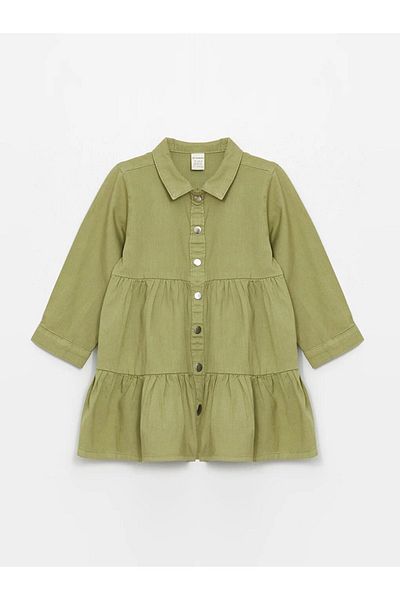 LC Waikiki LCW baby Shirt Collar Long Sleeve Baby Girl Dress
