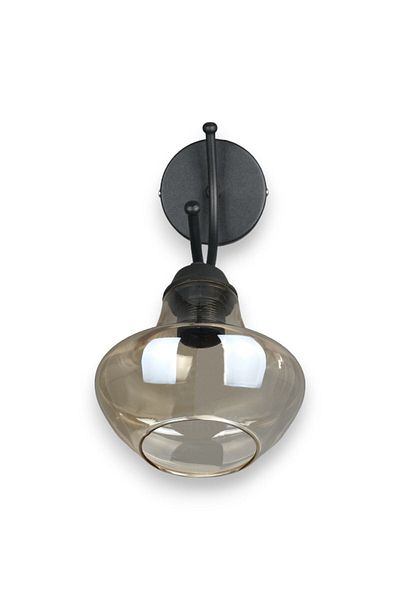 Fer Avize Sıla Sconce Modern Design Black Color Honey Glass Cafe - Kitchen - Bedroom - Hall Wall Sconce