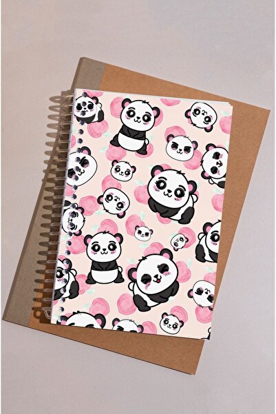 kutuTR Panda 100 Sheets Lined Wooden MDF Cover Vip Modelist Notebook - 80gr/m2 Ç510