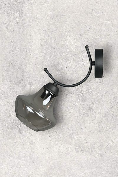 Fer Avize Black Smoked Glass Sıla Sconce - Modern Design for Cafe, Kitchen, Bedroom and Hall Wall