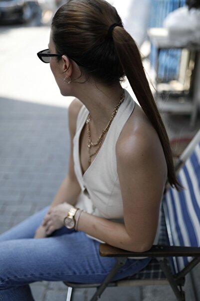 Charm in Urban Natural Boyundan Askılı Düğmeli Yelek