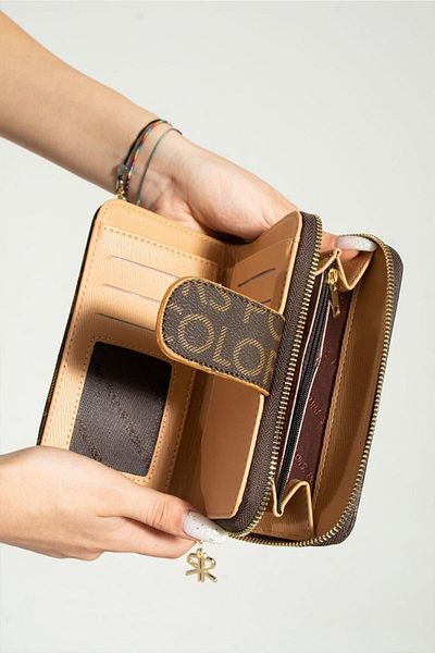 Çanta Trend Дамски портфейл Polo Of Colors, среден размер, с отделение за монети и карти, в цвят кафе и кафяво