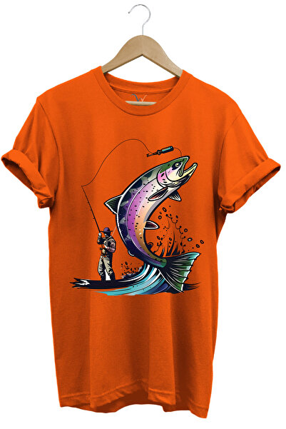 WİDİ Pescuit imprimat - 100% bumbac, tricou cu croiala normală