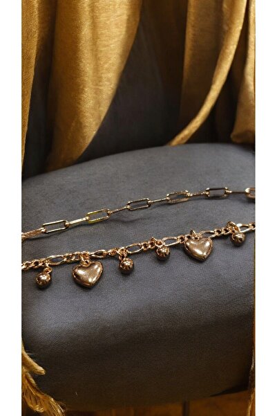 neslim designer Xuping İkili Rose Kalp Detaylı Top Figür İtalyan Çelik Bileklik