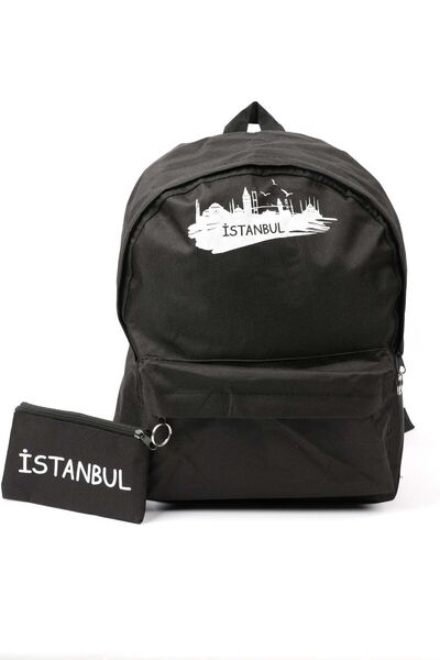 eklesepete Siyah Unisex Su Geçirmez Günlük Sırt Çantası 40x47 cm