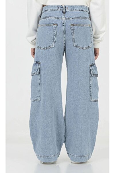 Shield Life Children's Light Blue Cargo Pants Girls (Mom & Daughter Combinable) Item Length: 110cm