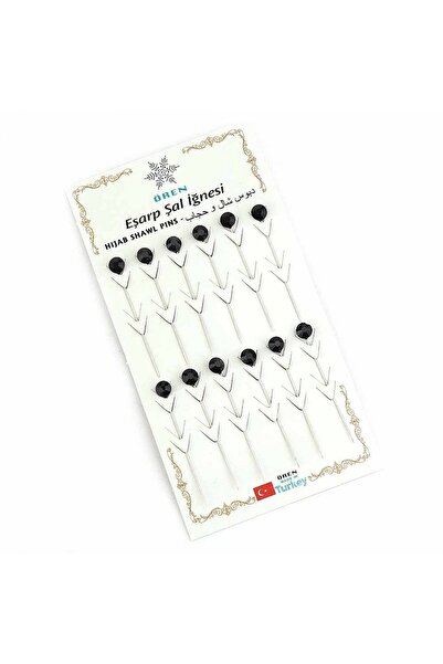 Hobi Dünya Kristal Siyah Taşlı Eşarp Şal Iğnesi