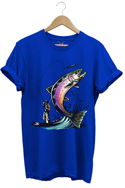 WİDİ Ψάρεμα εμπριμέ - 100% βαμβακερό μπλουζάκι με κανονική εφαρμογή Crane Bass