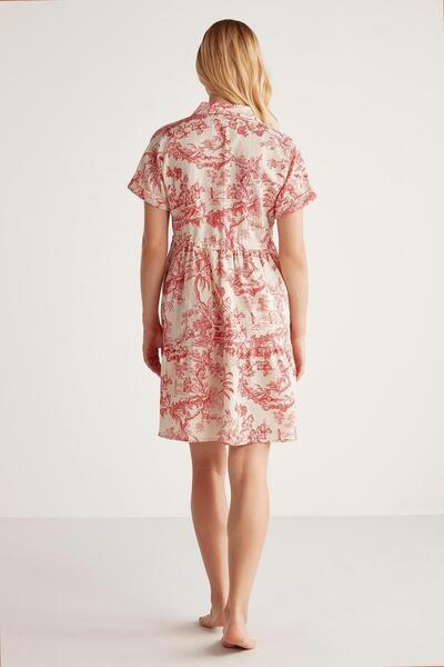 Penyemood Kadın Kısa Kol Desenli Kırmızı Elbise C1T2N6O9