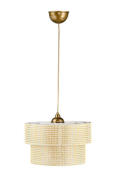 EvLight Modern Doğal Hazeran Rattan 2 Katlı Sarkıt Avize