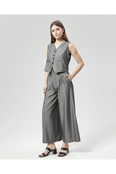 Nuseel Anthracite New Season Palazzo Trousers and Vest Set