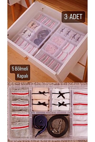 Bayev Luna 3 Pieces Drawer - Belt, Socks and Tie Organizer Box with Lid