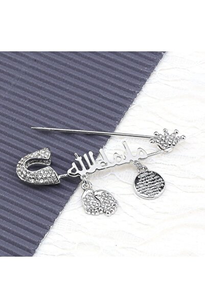 Hobi Dünya Arapça Maşallah Yazılı Bebek Iğnesi Gümüş