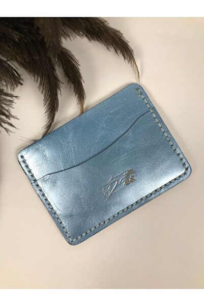 TROYDER Hakiki Deri Kadın Kartlık Buz Mavisi Renk