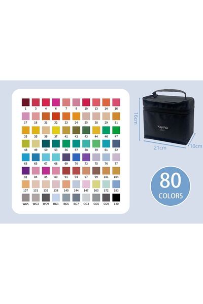 KAPVOE 80 Adet Çift Uçlu Touch Marker Art Tasarım Keçeli Kalem Boya Seti Çanta Hediyeli