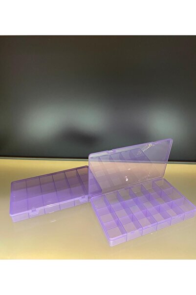 Bayev 2 Adet Lila 18 Bölmeli Takı Kutusu Şeffaf Kapaklı Kuyumcu Toka Yüzük Saklama Kabı - Organizer