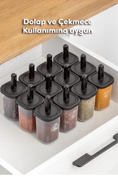 Bayev 350 ML 6 Pieces Spice Set with Lid and Slide