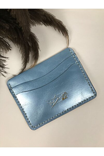 TROYDER Hakiki Deri Kadın Kartlık Buz Mavisi Renk