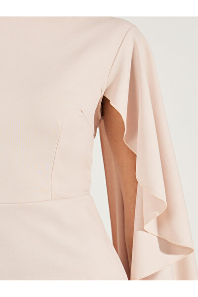 Styli Plain Long Drape Slit Sleeves Mermaid Maxi Dress