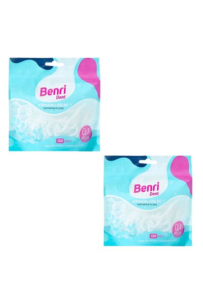 Benri 120-Piece Toothpick Dent and Floss Set - Pack of 2