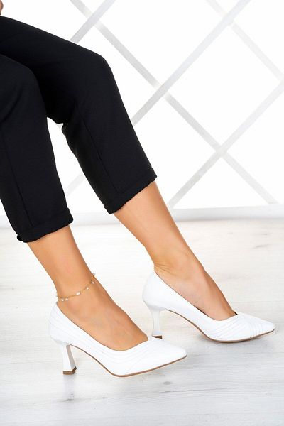 Erkan Saçmacı Farah White - Pantofi vegani cu toc lat de 6 cm