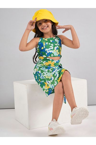 Stylo Bug By Styli Flower Print Cut-Out Detail Dress