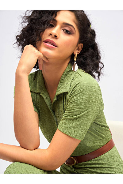 Sassafras By Styli Knitted Front Button Bodycon Midi Dress