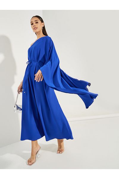 Styli Solid One Shoulder  Maxi Dress