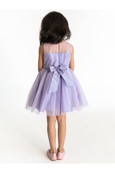 Styli Floral Applique Mesh Insert Skater Dress