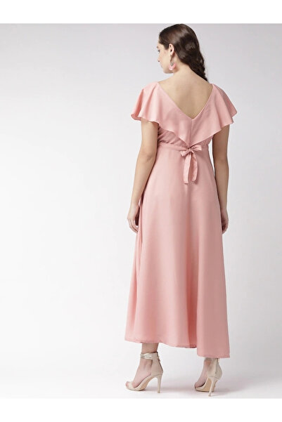 U&F By Styli Square Neck A-Line Maxi Dress with Frill Sleeves