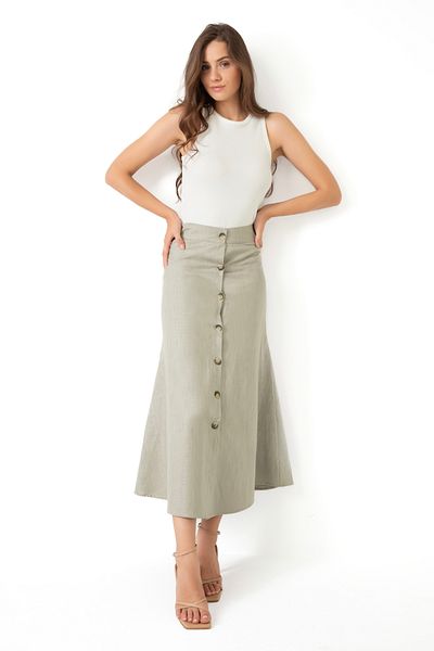 ZINN WEAR Linen Skirt - Buttoned Design