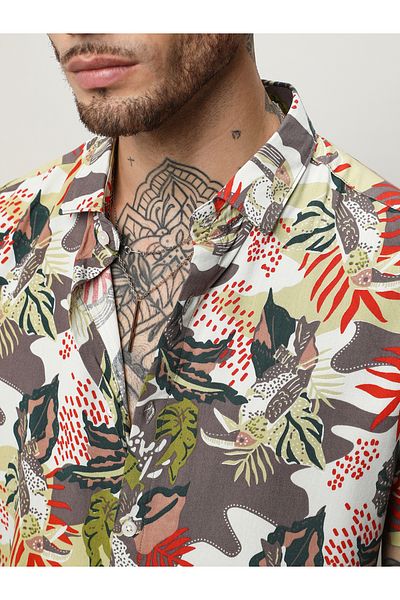 Campus Sutra By Styli Artistic Jungle Print Casual Shirt