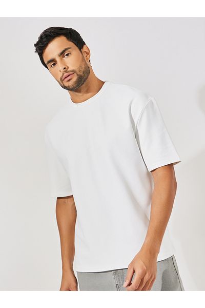 Styli Fine Rib Texture Oversized Heavy Jersey T-Shirt