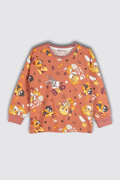 Beniizle Set de pijamale pentru fetiță Looney Tunes - cu dungi și model de film