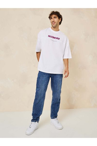 Styli Embroidered Detail Compact Jersey Boxy T-Shirt
