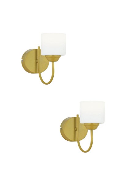 Apliqa مجموعة Esila Gold Painted مكونة من 2 مصباح حائط لغرفة النوم ورأس السري...