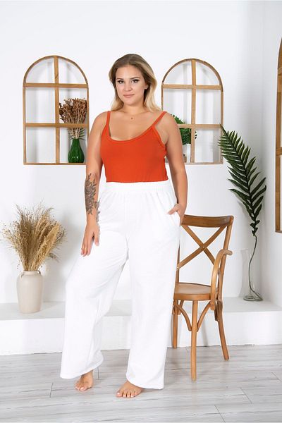MyBen Women's Large Size Oversize Two Thread White Sweatpants Xl /2xl /3xl /4xl /5xl 6xl Mybn02