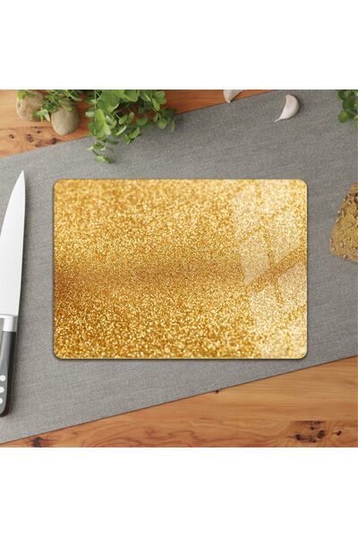 DreamHomes لوح تقطيع زجاجي ذهبي لامع 25*35