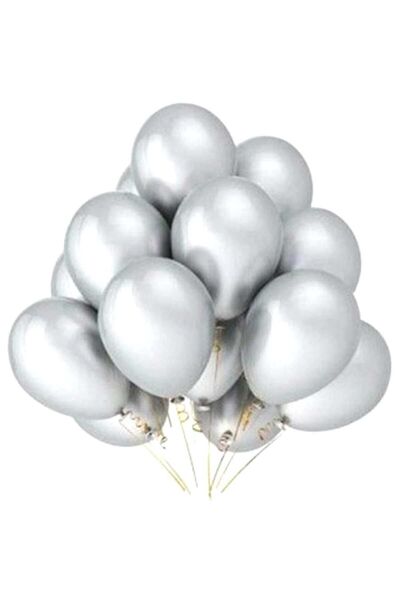 BalonEvi Metalik Silver (GÜMÜŞ) Balon 10 Adet