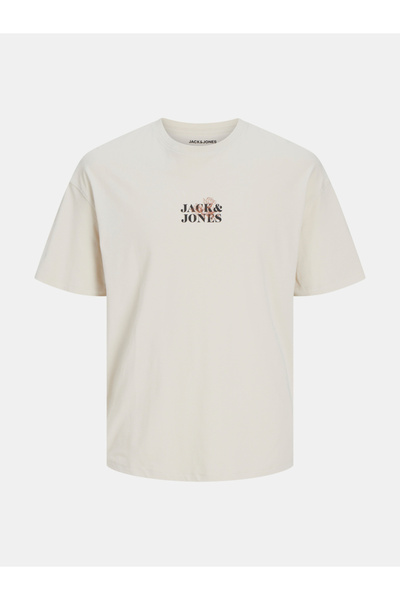 Jack & Jones تي شيرت برسومات خلفية وياقة دائرية وقصة واسعة