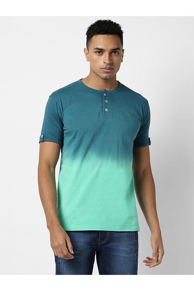 Campus Sutra By Styli Ombre Look Henley Neck T-Shirt