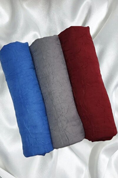 Huzurlu İpek BAMBU KRAŞ  ŞAL 3'LÜ SET/mavi-ortagri-bordo