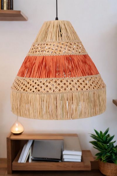 oceanpoint 40CM Raffia and Hazeran Chandelier Single Special Design Handmade - Pendant Lamp