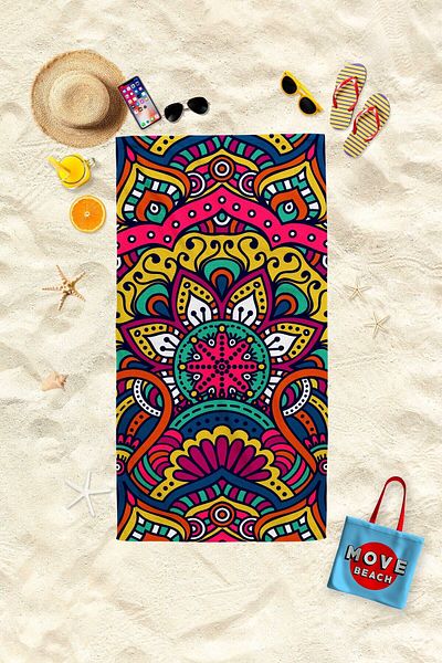MoveBeach Πετσέτα θαλάσσης με σχέδιο Mandala, Πετσέτα μπάνιου