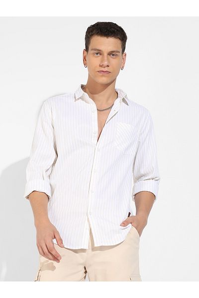 Campus Sutra By Styli Chalk Striped Button Down Shirt