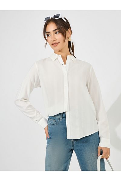 Styli Solid Dobby Collared Button Down Shirt